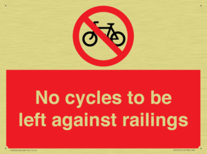 No cycles to be left against railings